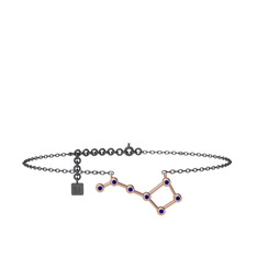Ursa Minor Halhal - Lab safir 14 ayar rose altın bilezik (20 cm gümüş rolo zincir) #1ba402p