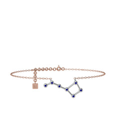 Ursa Minor Halhal - Lab safir 14 ayar beyaz altın bilezik (20 cm rose altın rolo zincir) #1epkysi