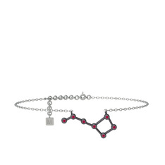 Ursa Minor Halhal - Rodolit garnet 925 ayar siyah rodyum kaplama gümüş bilezik (20 cm beyaz altın rolo zincir) #1f65eca