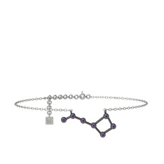 Ursa Minor Halhal - Ametist 925 ayar siyah rodyum kaplama gümüş bilezik (20 cm beyaz altın rolo zincir) #1mnh2wz