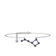 Ursa Minor Halhal - Lab safir 925 ayar siyah rodyum kaplama gümüş bilezik (20 cm beyaz altın rolo zincir) #1v7w11b