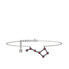 Garnet 925 ayar siyah rodyum kaplama gümüş bilezik (20 cm beyaz altın rolo zincir)