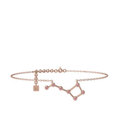 Pembe kuvars 925 ayar rose altın kaplama gümüş bilezik (20 cm rose altın rolo zincir)