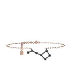 Ursa Minor Halhal - Siyah zirkon 925 ayar siyah rodyum kaplama gümüş bilezik (20 cm rose altın rolo zincir) #2t9aio