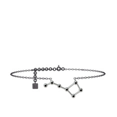 Ursa Minor Halhal - Siyah zirkon 925 ayar gümüş bilezik (20 cm gümüş rolo zincir) #4twdp6