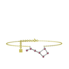 Rodolit garnet 18 ayar beyaz altın bilezik (20 cm altın rolo zincir)