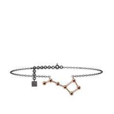 Dumanlı kuvars 18 ayar rose altın bilezik (20 cm gümüş rolo zincir)