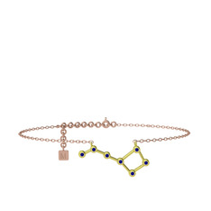 Lab safir 18 ayar altın bilezik (20 cm rose altın rolo zincir)