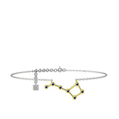 Lab safir 18 ayar altın bilezik (20 cm beyaz altın rolo zincir)