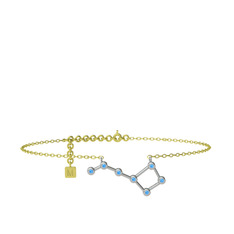 Ursa Minor Halhal - Akuamarin 18 ayar beyaz altın bilezik (20 cm gümüş rolo zincir) #cv3i51