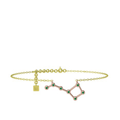 Ursa Minor Halhal - Yeşil kuvars 925 ayar rose altın kaplama gümüş bilezik (20 cm altın rolo zincir) #dkccxc
