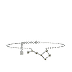 Peridot 18 ayar beyaz altın bilezik (20 cm gümüş rolo zincir)