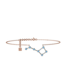 Ursa Minor Halhal - Akuamarin 925 ayar gümüş bilezik (20 cm rose altın rolo zincir) #el7qza