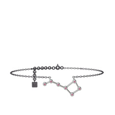 Ursa Minor Halhal - Pembe kuvars 18 ayar beyaz altın bilezik (20 cm gümüş rolo zincir) #hngije