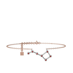 Ursa Minor Halhal - Garnet 8 ayar beyaz altın bilezik (20 cm gümüş rolo zincir) #l9bno