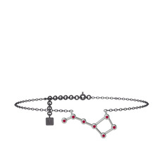 Ursa Minor Halhal - Rodolit garnet 18 ayar beyaz altın bilezik (20 cm gümüş rolo zincir) #or9plp