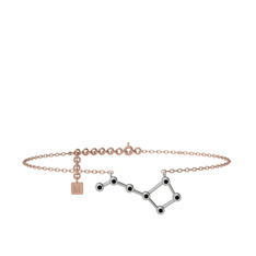 Ursa Minor Halhal - Siyah zirkon 925 ayar gümüş bilezik (20 cm rose altın rolo zincir) #oro4n8