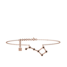 Ursa Minor Halhal - Siyah zirkon 18 ayar rose altın bilezik (20 cm rose altın rolo zincir) #pmaq1p