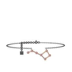 Ursa Minor Halhal - Pembe kuvars 14 ayar rose altın bilezik (20 cm gümüş rolo zincir) #q7wl3g
