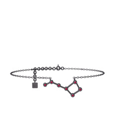 Ursa Minor Halhal - Rodolit garnet 925 ayar siyah rodyum kaplama gümüş bilezik (20 cm gümüş rolo zincir) #ql7rod