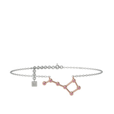 Ursa Minor Halhal - Pembe kuvars 14 ayar rose altın bilezik (20 cm beyaz altın rolo zincir) #r06suc