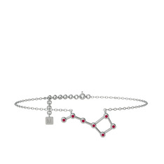Rodolit garnet 18 ayar beyaz altın bilezik (20 cm beyaz altın rolo zincir)