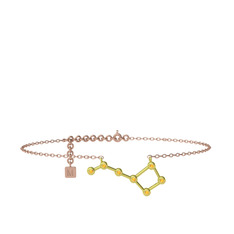 Ursa Minor Halhal - Sitrin 14 ayar altın bilezik (20 cm rose altın rolo zincir) #sq988u