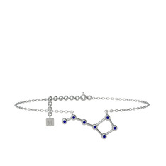 Lab safir 18 ayar beyaz altın bilezik (20 cm beyaz altın rolo zincir)