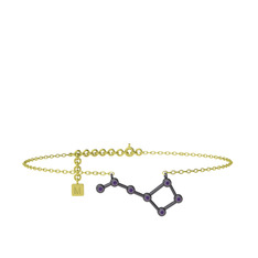 Ursa Minor Halhal - Ametist 925 ayar siyah rodyum kaplama gümüş bilezik (20 cm altın rolo zincir) #yaoeyr