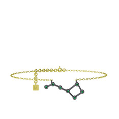 Ursa Minor Halhal - Yeşil kuvars 925 ayar siyah rodyum kaplama gümüş bilezik (20 cm gümüş rolo zincir) #zqptya