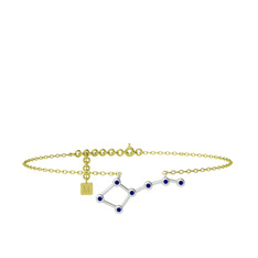 Ursa Major Halhal - Lab safir 8 ayar beyaz altın bilezik (20 cm gümüş rolo zincir) #13p5khx