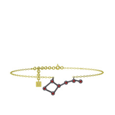 Ursa Major Halhal - Garnet 925 ayar siyah rodyum kaplama gümüş bilezik (20 cm altın rolo zincir) #15n33uz