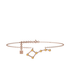 Ursa Major Halhal - Sitrin 925 ayar rose altın kaplama gümüş bilezik (20 cm rose altın rolo zincir) #1749z7h