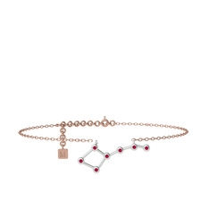 Ursa Major Halhal - Rodolit garnet 18 ayar beyaz altın bilezik (20 cm gümüş rolo zincir) #18l5bs7