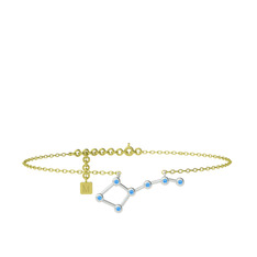 Akuamarin 18 ayar beyaz altın bilezik (20 cm gümüş rolo zincir)