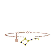 Ursa Major Halhal - Lab safir 925 ayar altın kaplama gümüş bilezik (20 cm rose altın rolo zincir) #19b7clw