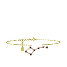 Ursa Major Halhal - Siyah zirkon 18 ayar rose altın bilezik (20 cm gümüş rolo zincir) #19mh3vc