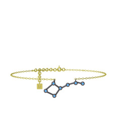 Ursa Major Halhal - Akuamarin 925 ayar siyah rodyum kaplama gümüş bilezik (20 cm gümüş rolo zincir) #1a4jghl