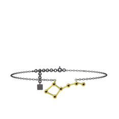 Dumanlı kuvars 925 ayar altın kaplama gümüş bilezik (20 cm gümüş rolo zincir)