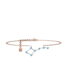 Ursa Major Halhal - Akuamarin 8 ayar beyaz altın bilezik (20 cm rose altın rolo zincir) #1g543nn