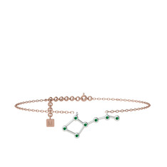 Ursa Major Halhal - Yeşil kuvars 8 ayar beyaz altın bilezik (20 cm rose altın rolo zincir) #1i4rz8v