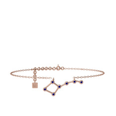 Ursa Major Halhal - Lab safir 18 ayar rose altın bilezik (20 cm rose altın rolo zincir) #1iktmqq