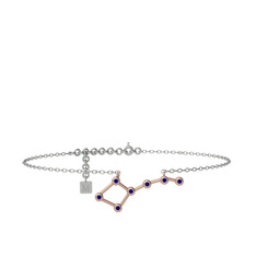Lab safir 925 ayar rose altın kaplama gümüş bilezik (20 cm gümüş rolo zincir)