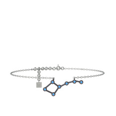 Ursa Major Halhal - Akuamarin 925 ayar siyah rodyum kaplama gümüş bilezik (20 cm gümüş rolo zincir) #1m1xvhr