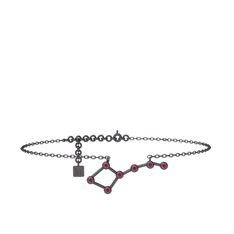 Rodolit garnet 925 ayar siyah rodyum kaplama gümüş bilezik (20 cm gümüş rolo zincir)