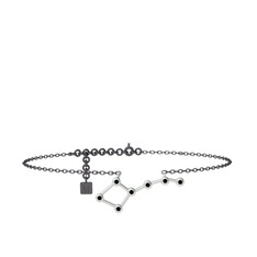 Ursa Major Halhal - Siyah zirkon 8 ayar beyaz altın bilezik (20 cm gümüş rolo zincir) #1nt6ewe