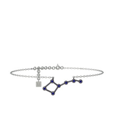 Ursa Major Halhal - Lab safir 925 ayar siyah rodyum kaplama gümüş bilezik (20 cm gümüş rolo zincir) #1oqu6w1