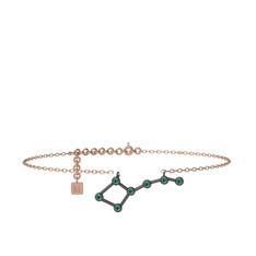 Ursa Major Halhal - Yeşil kuvars 925 ayar siyah rodyum kaplama gümüş bilezik (20 cm gümüş rolo zincir) #1ptbrmd