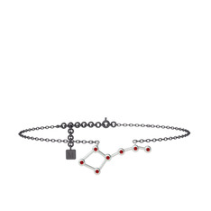 Garnet 18 ayar beyaz altın bilezik (20 cm gümüş rolo zincir)