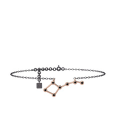 Siyah zirkon 925 ayar rose altın kaplama gümüş bilezik (20 cm gümüş rolo zincir)